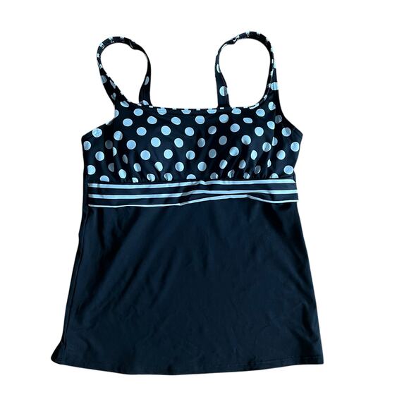 Lands' End Other - Lands End Womens Black White Polka Dot Swim Tank Tankini Top Size 8 L